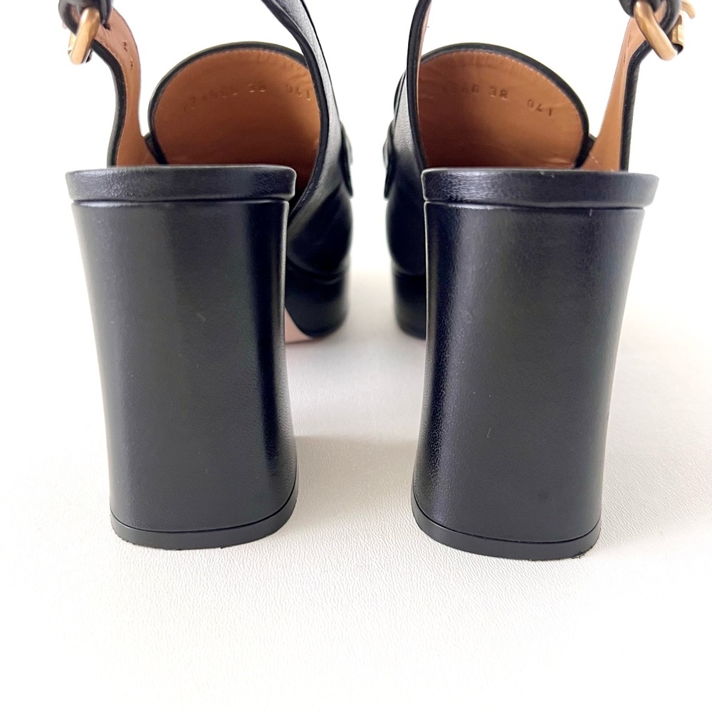 GUCCI | Horsebit SlingBack Retro Chunky Platform Loafers Black Leather EU 38 - Picture 8 of 13